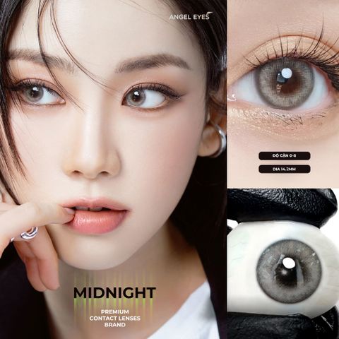 Kính Áp Tròng Xám Midnight - Độ Cận 0-8, Chất Liệu MPC, Thời Trang Tự Nhiên, An Toàn Cho Mắt, Thời Gian Đeo 12h/ngày - Angel Eyes