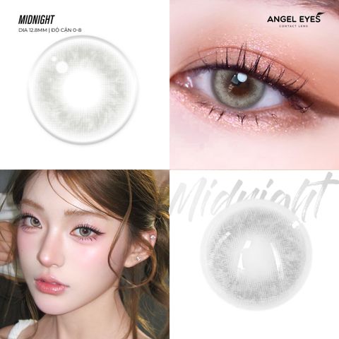 Kính Áp Tròng Xám Midnight - Độ Cận 0-8, Chất Liệu MPC, Thời Trang Tự Nhiên, An Toàn Cho Mắt, Thời Gian Đeo 12h/ngày - Angel Eyes