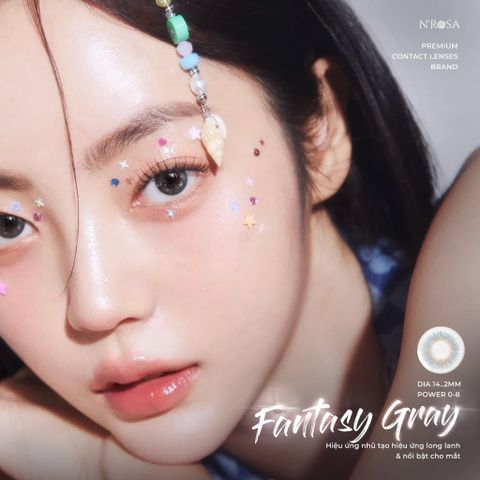 Kính áp tròng N’Rosa Fantasy Gray - Lens xám tự nhiên độ cận 0-8 Silicone Hydrogel cho mắt thở, tặng khay gương sang trọng
