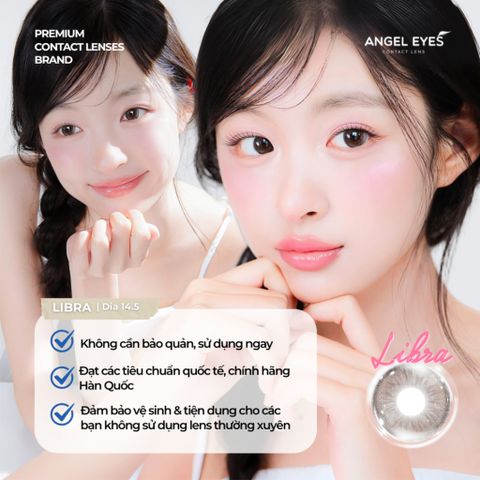 Kính áp tròng 1 ngày LIBRA Nâu Giãn Tròng Có Viền Angel Eyes - Độ Cận 0-8 - Dia 14.5mm, Chất Liệu Bảo Vệ Mắt, Tiện Lợi Dùng 1 Lần