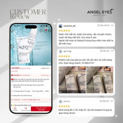 Nước Nhỏ Mắt Lens Aqua B5 15ml Cao Cấp - Dưỡng Ẩm Cho Mắt Nhạy Cảm - Angel Eyes, Giảm Khô Mắt, Bảo Vệ Kính Áp Tròng
