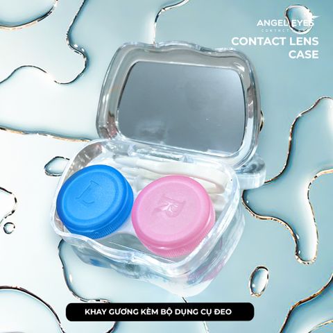 Khay Đựng Lens Có Gương Angel Eyes Kèm Dụng Cụ Đeo Lens - Bảo Vệ và Tiện Lợi Cho Kính Áp Tròng