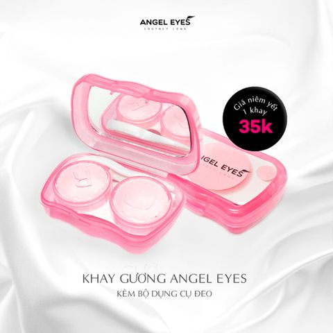 Khay Đựng Lens Có Gương Angel Eyes Kèm Dụng Cụ Đeo Lens - Bảo Vệ và Tiện Lợi Cho Kính Áp Tròng