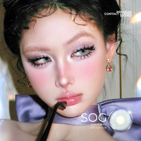 Kính áp tròng xám tây SOG Angel Eyes Hàn Quốc - Lens cô dâu tự nhiên, nhẹ nhàng, thời trang - Tặng khay gương khi mua 2 chiếc