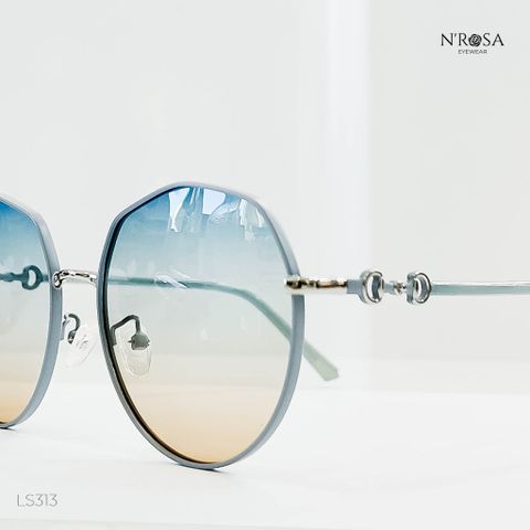 Kính Râm N’ROSA LS313 - Gọng Kim Loại Cao Cấp, Tròng Gradient Xanh/Hồng, Chống Tia UV, Phong Cách Thời Thượng Unisex