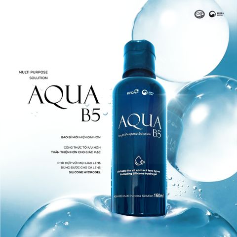 Nước ngâm lens Aqua B5 dung tích 160ml & 360ml (Dung dịch bảo quản kính áp tròng | Nước ngâm kính áp tròng)