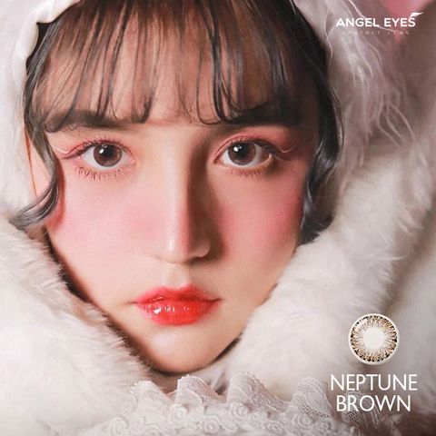 Kính áp tròng màu nâu không cận Angel Eyes Neptune Brown đường kính 14.2 chất liệu Silicone Hydrogel