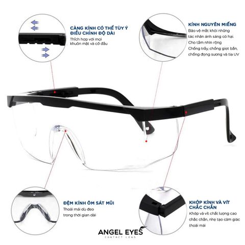 Kính bảo hộ Angel Eyes chống bụi và giọt bắn - An toàn, thoải mái, phù hợp cho mọi đối tượng sử dụng kính áp tròng