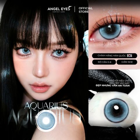 Kính áp tròng màu xanh Aquarius N'Rosa - Lens cận 0-8, viền 14.5mm, thoải mái, tự nhiên cho đôi mắt huyền bí và quyến rũ.