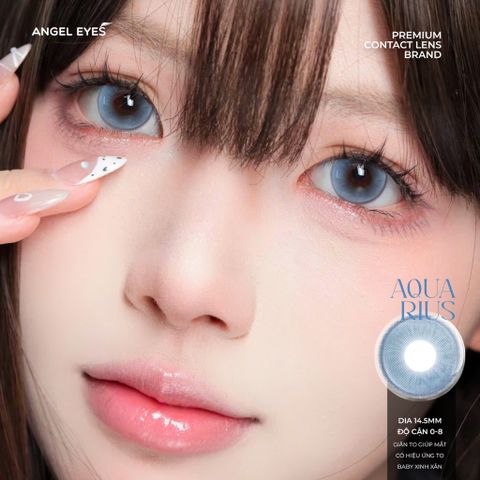 Kính áp tròng màu xanh Aquarius N'Rosa - Lens cận 0-8, viền 14.5mm, thoải mái, tự nhiên cho đôi mắt huyền bí và quyến rũ.