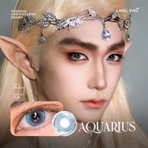 Kính áp tròng màu xanh Aquarius N'Rosa - Lens cận 0-8, viền 14.5mm, thoải mái, tự nhiên cho đôi mắt huyền bí và quyến rũ.