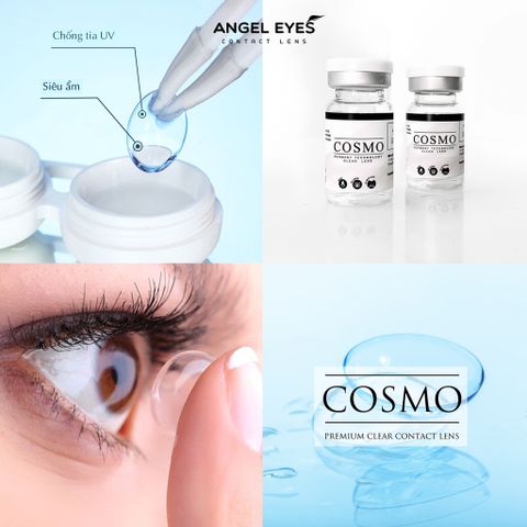Kính Áp Tròng Cận Thị Angel Eyes Cosmo Trong Suốt Độ 0-15, Lens Cận Cao Cấp - Tự Tin Nhìn Thế Giới Rõ Ràng