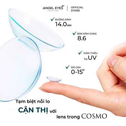 Kính Áp Tròng Cận Thị Angel Eyes Cosmo Trong Suốt Độ 0-15, Lens Cận Cao Cấp - Tự Tin Nhìn Thế Giới Rõ Ràng