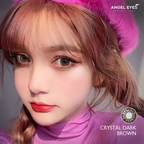 Kính giãn tròng Crystal Dark Brown thương hiệu Angel Eyes đường kính 14.5 - Không độ
