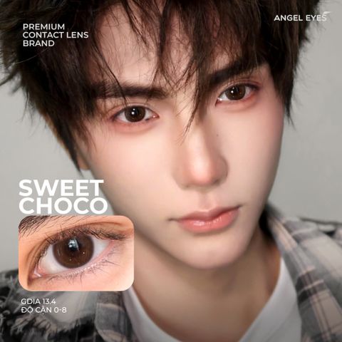 Kính áp tròng nâu Sweet Choco 0-8 độ Angel Eyes - Màu sắc tự nhiên, dễ chịu cho mắt, sử dụng trên 12h/ngày