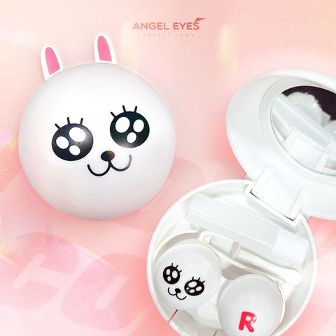Khay đựng kính áp tròng Angel Eyes cao cấp - Bộ dụng cụ an toàn, bảo vệ lens khỏi bụi bẩn, kèm nhíp gắp và cây đeo tiện lợi