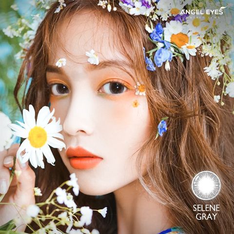 [RẤT ĐẸP] Lens xám tự nhiên Selene Gray - Kính áp tròng màu xám hiệu Angel Eyes - Đường kính 14.5 - Không có độ