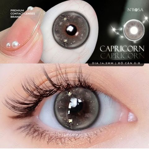 Kính giãn tròng xám 0-8 độ Capricorn N'Rosa - Lens cao cấp Angel Eyes, thiết kế sang trọng, chống khô rát, an toàn cho mắt.