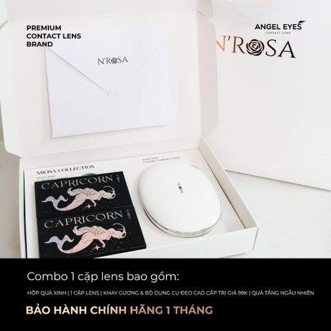 Kính giãn tròng xám 0-8 độ Capricorn N'Rosa - Lens cao cấp Angel Eyes, thiết kế sang trọng, chống khô rát, an toàn cho mắt.