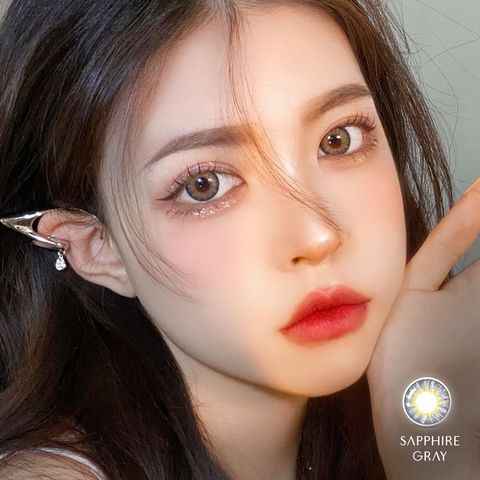 Kính áp tròng Sapphire 2 màu nâu và xám thương hiệu Angel Eyes đường kính 14.5mm - Không độ