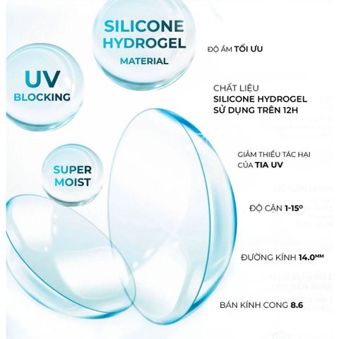 Lens Cận Trong Suốt Silicone Hydrogel Angel Eyes - Độ Cận -1.00 đến -15.00, Nhẹ Êm, Tầm Nhìn Rõ Ràng, Quà Tặng Sang Trọng