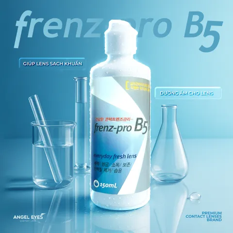 Dung dịch ngâm kính áp tròng Frenz Pro B5 150ml - Giải pháp bảo quản mắt hiện đại, làm sạch và ngăn ngừa khô mắt