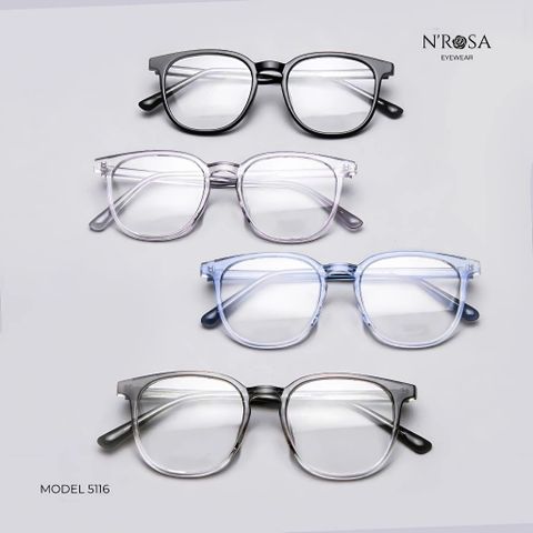 Kính mắt Unisex N’ROSA 5100/5116 - Khung Hình Vuông Cổ Điển, Lenses Lớn, Nhẹ và Thoải Mái cho Học Sinh và Nhân Viên Văn Phòng