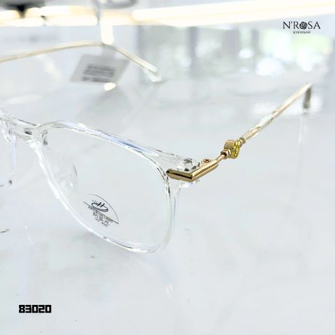 Gọng Kính N’ROSA Angel Eyes - Vintage Tròn Sang Trọng, Nhựa Trong Suốt Kết Hợp Kim Loại Mỏng Nhẹ, Phong Cách Hiện Đại
