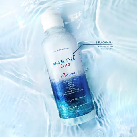 Nước ngâm kính Angel Eyes Care 360ml dành cho mắt nhạy cảm - An toàn cho kính silicone hydrogel, giữ ẩm và sạch sẽ