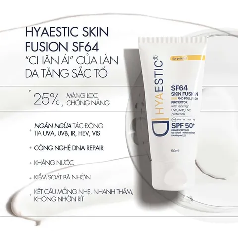 Kem Chống Nắng Hyaestic Skin Fusion SF64 SPF50+ - Bảo Vệ Da Tối Đa, Ngăn Ngừa Lão Hóa & Chống Ô Nhiễm, Dưỡng Ẩm Sâu