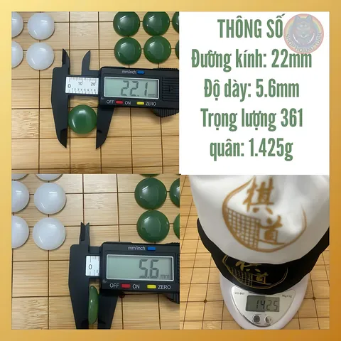 Bộ 361 Quân Cờ Vây Giả Ngọc - Bộ Cờ Trúc 19 Dòng Chất Liệu Bền Đẹp, Kèm Bàn Chơi Hai Mặt Thú Vị