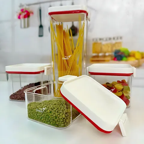 Bộ 4 Hộp Đựng Thực Phẩm Dozzi Cao Cấp - Nhựa An Toàn Không BPA, Nắp Kín Chống Tràn, Dùng Tủ Lạnh & Lò Vi Sóng Tiện Lợi