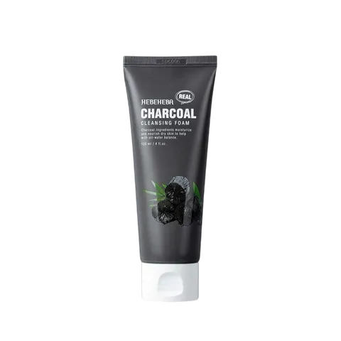 Sữa Rửa Mặt Hebeheba Real Charcoal Cleansing Foam 120ml - Chiết Xuất Than Hoạt Tính Giúp Làm Sạch Da, Ngăn Ngừa Mụn, Cấp Ẩm Tự Nhiên