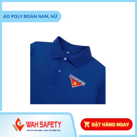 Áo Thun Ngắn Tay Đoàn Thanh Niên Thêu Logo - Chất Liệu Lacoste, Màu Xanh, Đồng Phục Nam Nữ, Thiết Kế Đặt Hàng Theo Yêu Cầu