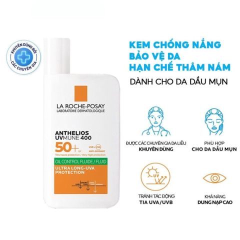 Kem Chống Nắng La Roche-Posay Anthelios Oil Control SPF 50 - Dưỡng Da Dầu Nhờn, Kiểm Soát Bóng, 50mL, Pháp