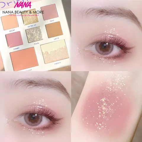 Bảng Phấn Mắt Dikalu Milktea Palette Siu Hot - 6 Ô Phấn Mắt Màu Cam Đào Thời Thượng - Trang Điểm Đơn Giản Cho Mùa Hè