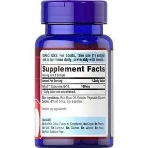 Viên uống Puritan's Pride Coenzyme CoQ10 100mg - Hỗ trợ sức khỏe tim mạch, tăng cường năng lượng & sức bền cho cơ thể