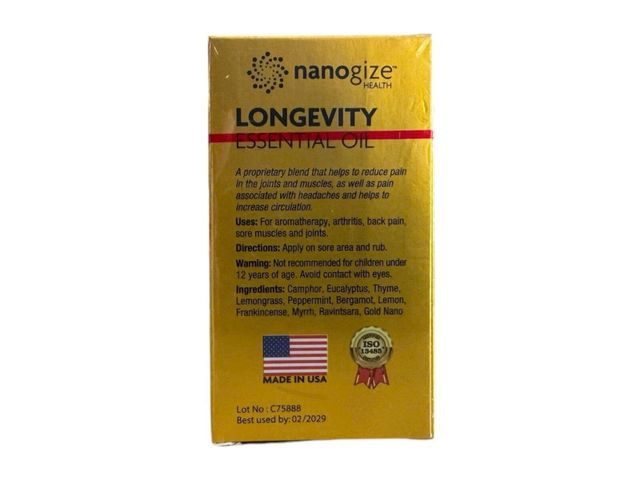 Dầu Lăn Thảo Dược Nanogize Longevity Essential Oil 21ml - Giảm Đau Khớp, Kháng Viêm, Hỗ Trợ Sức Khỏe Từ Thiên Nhiên