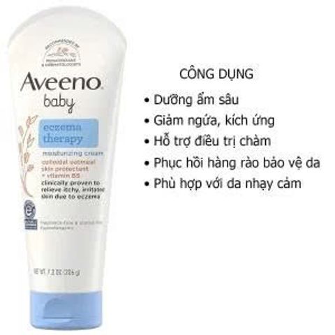 Kem Chàm Aveeno Baby 141gr - Sản Phẩm Chăm Sóc Da Nhạy Cảm Cho Trẻ Em Từ Mỹ, Giúp Làm Mềm Mịn Da, An Toàn Và Dễ Sử Dụng