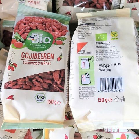 Kỷ tử hữu cơ Gojibeeren Dm Bio 150g của Đức