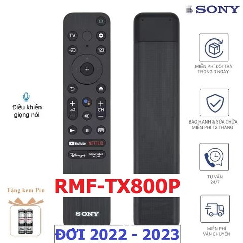 Điều khiển Tivi Sony Giọng Nói RMF-TX800P 2022-2023 - Remote Cao Cấp Hàng Chính Hãng, Tặng Pin, Phím Bấm Êm