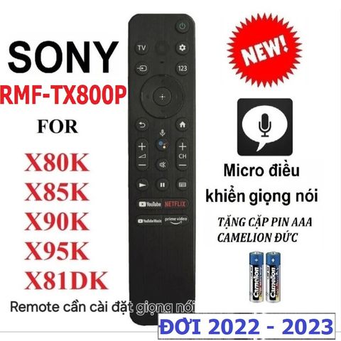 Điều khiển Tivi Sony Giọng Nói RMF-TX800P 2022-2023 - Remote Cao Cấp Hàng Chính Hãng, Tặng Pin, Phím Bấm Êm