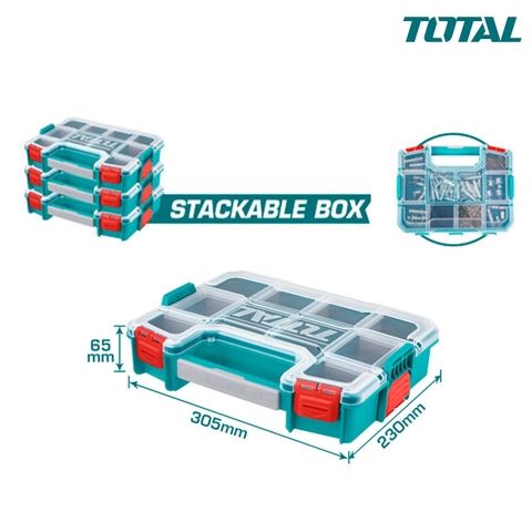 Hộp nhựa 12 inch nhiều ngăn đựng linh kiện Total - Chất liệu bền đẹp, vách ngăn tháo rời tiện lợi