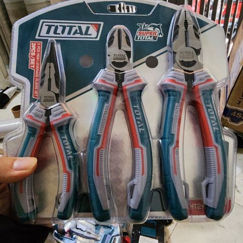 Bộ kìm điện, kìm cắt và kìm nhọn 3 chi tiết cao cấp Total - Dụng cụ tiện ích bằng thép CR-V cho hiệu suất cao