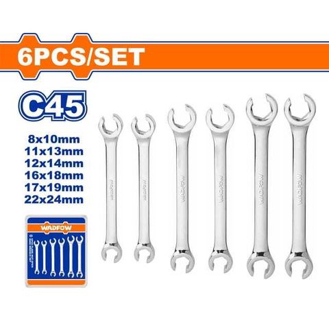 Bộ 6 Cờ Lê Hai Miệng Wadfow WDS2406 - Thép Carbon 45#, Kích Thước 8-24mm, Dụng Cụ Sửa Chữa Ô Tô, Đánh Bóng Chất Lượng Cao