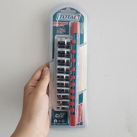 Bộ đầu tuýp 6 cạnh 1/4 inch 10 chi tiết Total THT1411023 - Thép CrV chất lượng cao, đa dạng kích thước 5-14mm