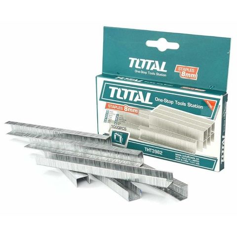 Đinh gim bấm 8mmx1.2mm Total THT3982 - Hộp 1000 cái, Màu trắng bạc, Văn phòng phẩm chất lượng cao, Xuất xứ Trung Quốc