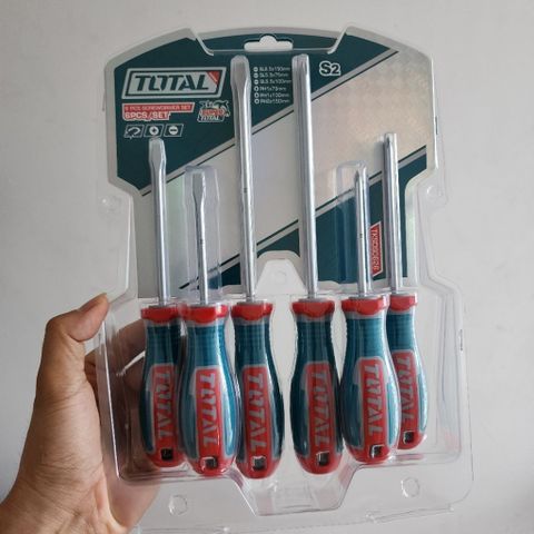 Bộ 6 Tua Vít Đẹp TKSDS0626 - Dụng Cụ Tiện Ích Chắc Chắn, Từ Tính Mạnh, Thương Hiệu Total, Chất Liệu S2