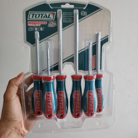 Bộ 6 Tua Vít Đẹp TKSDS0626 - Dụng Cụ Tiện Ích Chắc Chắn, Từ Tính Mạnh, Thương Hiệu Total, Chất Liệu S2