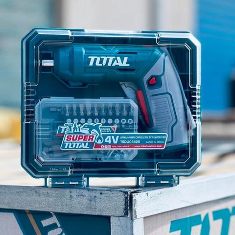Máy Siết Vít Không Dây 4(V) Total TSDLI04425 - Bao Gồm 20 Mũi Khoan Cr-V + Đèn Làm Việc Tích Hợp, Tiện Dụng Cho DIY